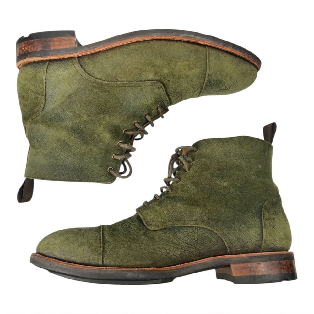 TAFT‎ Dragon Mens Roughout Suede Leather Boots Lace up Size 10 Green